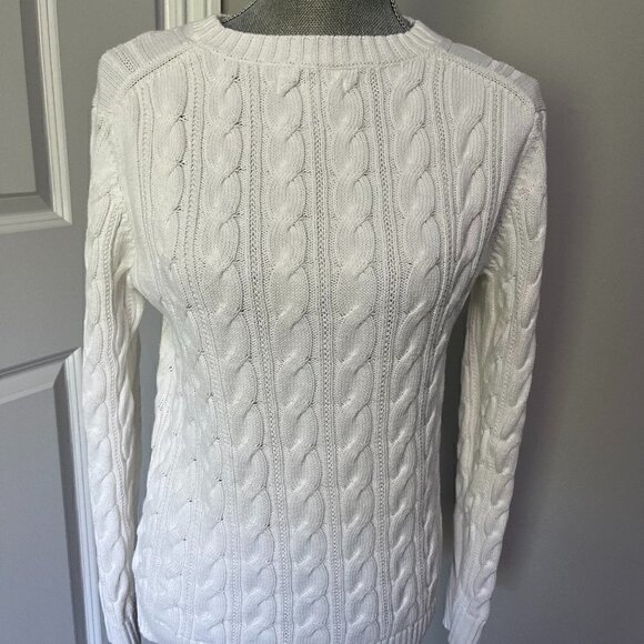 Women's Ivory Cable Crewneck Sweater Size M NWOT - Picture 1 of 2